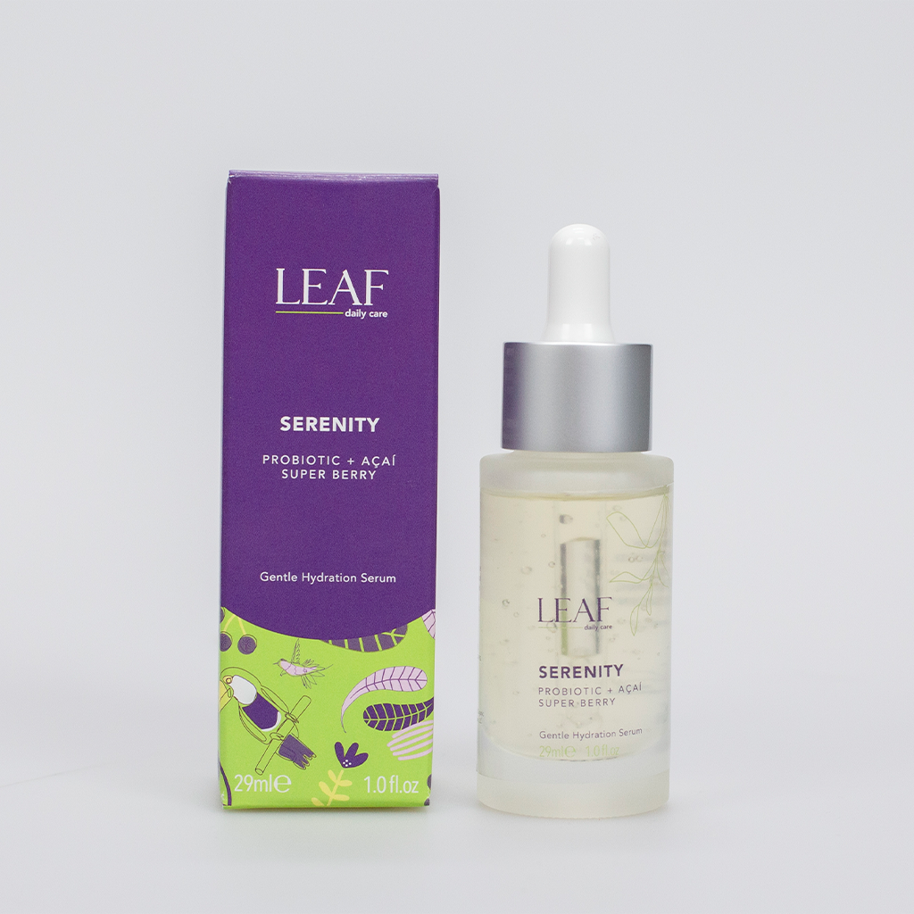 Leaf Daily Care hydrating Serenity Serum protects skin from free radicals and future damage.