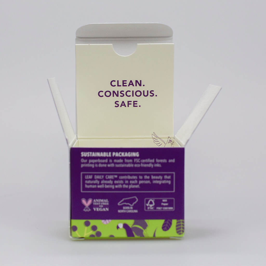 Leaf Daily Care's clay mask is made from clean and sustainable ingredients and is cruelty free.